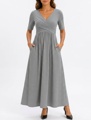 Celeste flowing stretch maxi dress in gray