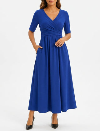 Celeste flowing stretch maxi dress in blue
