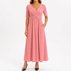 Celeste flowing stretch maxi dress in pink