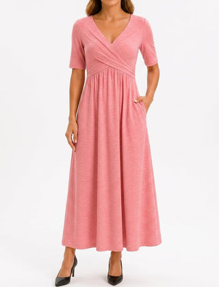 Celeste flowing stretch maxi dress in pink
