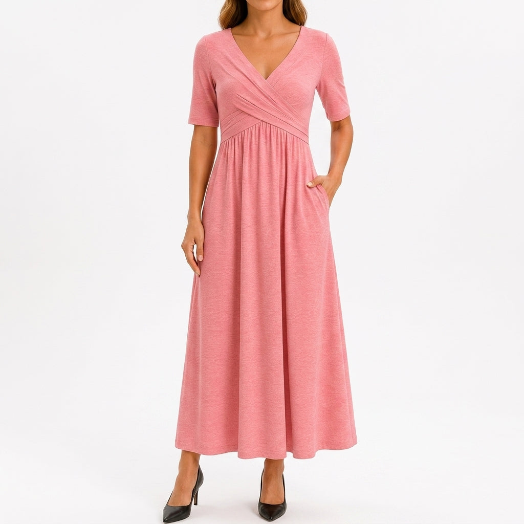 Celeste flowing stretch maxi dress in pink