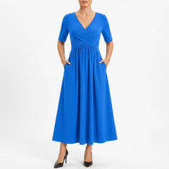 Celeste flowing stretch maxi dress in light blue