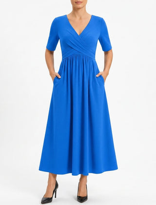 Celeste flowing stretch maxi dress in light blue