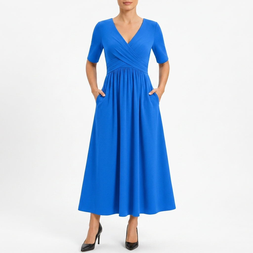 Celeste flowing stretch maxi dress in light blue