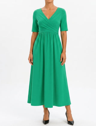 Celeste flowing stretch maxi dress in green