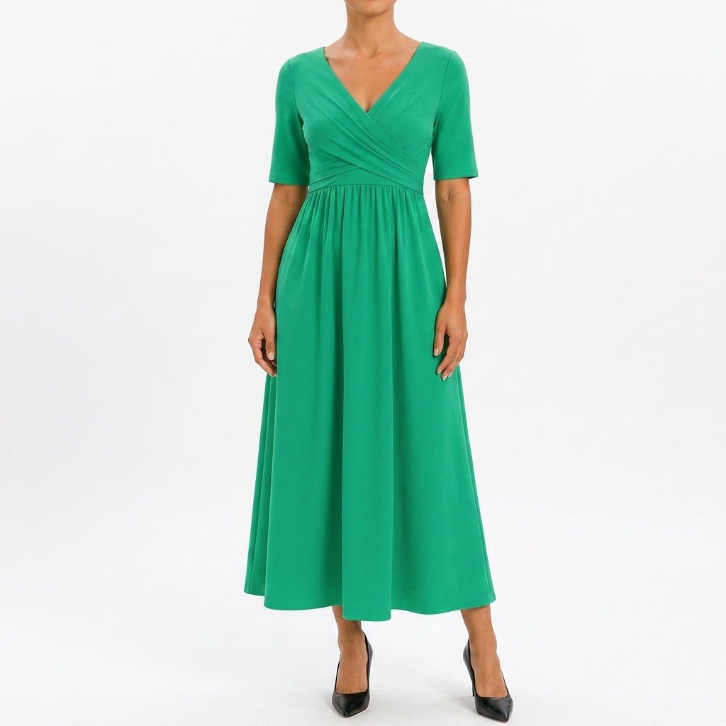Celeste flowing stretch maxi dress in green