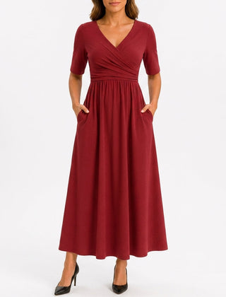 Celeste flowing stretch maxi dress in red