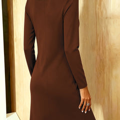 Grace long sleeve cowl neck dress, detail view