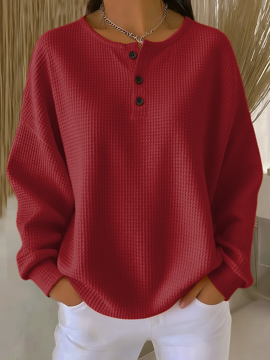 Mirabel | Round Neck Waffle Sweater