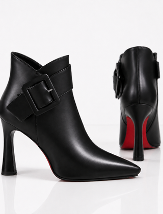 Margot leather buckle ankle boots in black