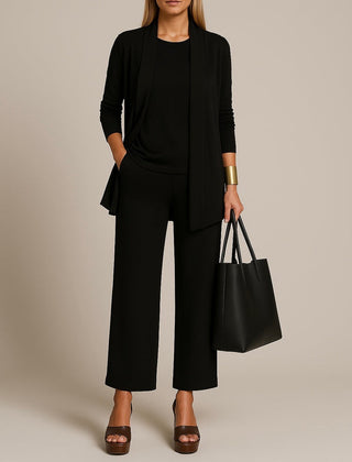 Roberta three-piece blazer, top and pants set in black