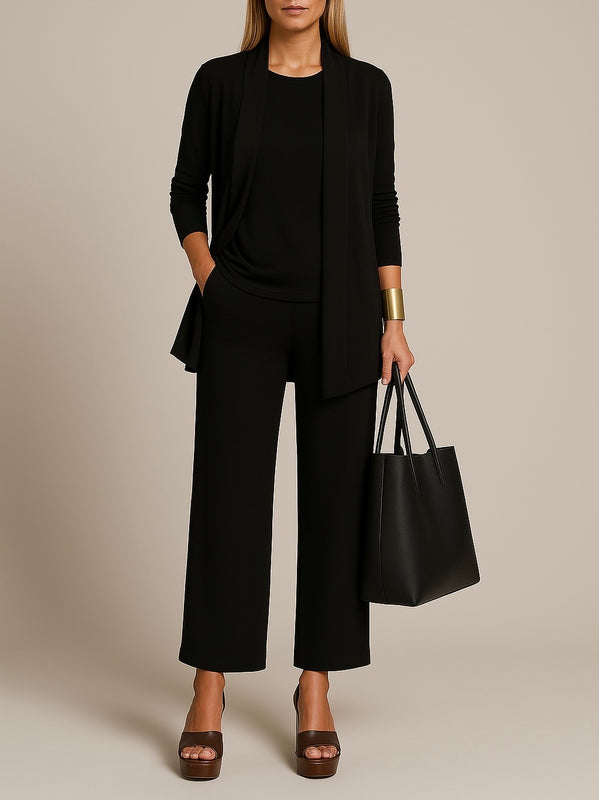 Roberta three-piece blazer, top and pants set in black
