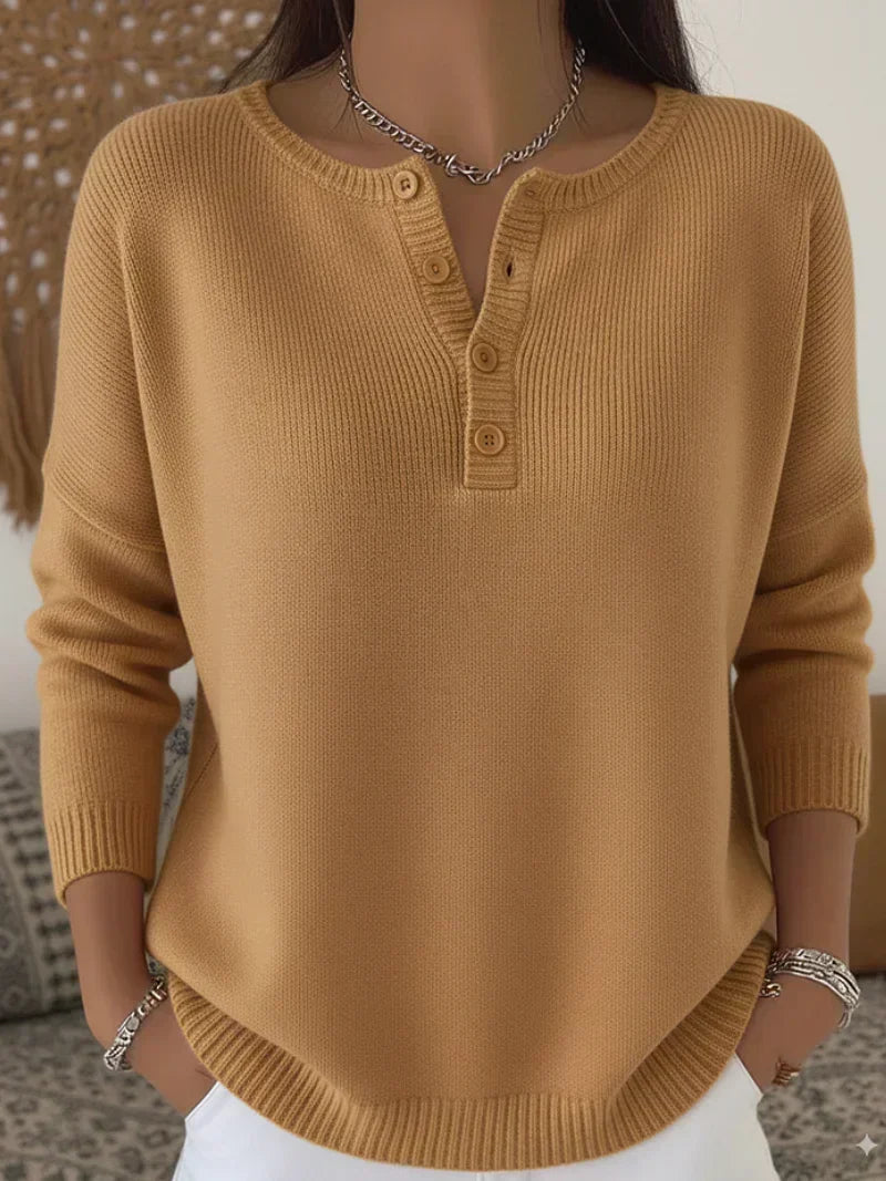 Helena | Ribbed Henley Sweater