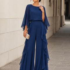 Lenorah cape-sleeve chiffon two-piece set