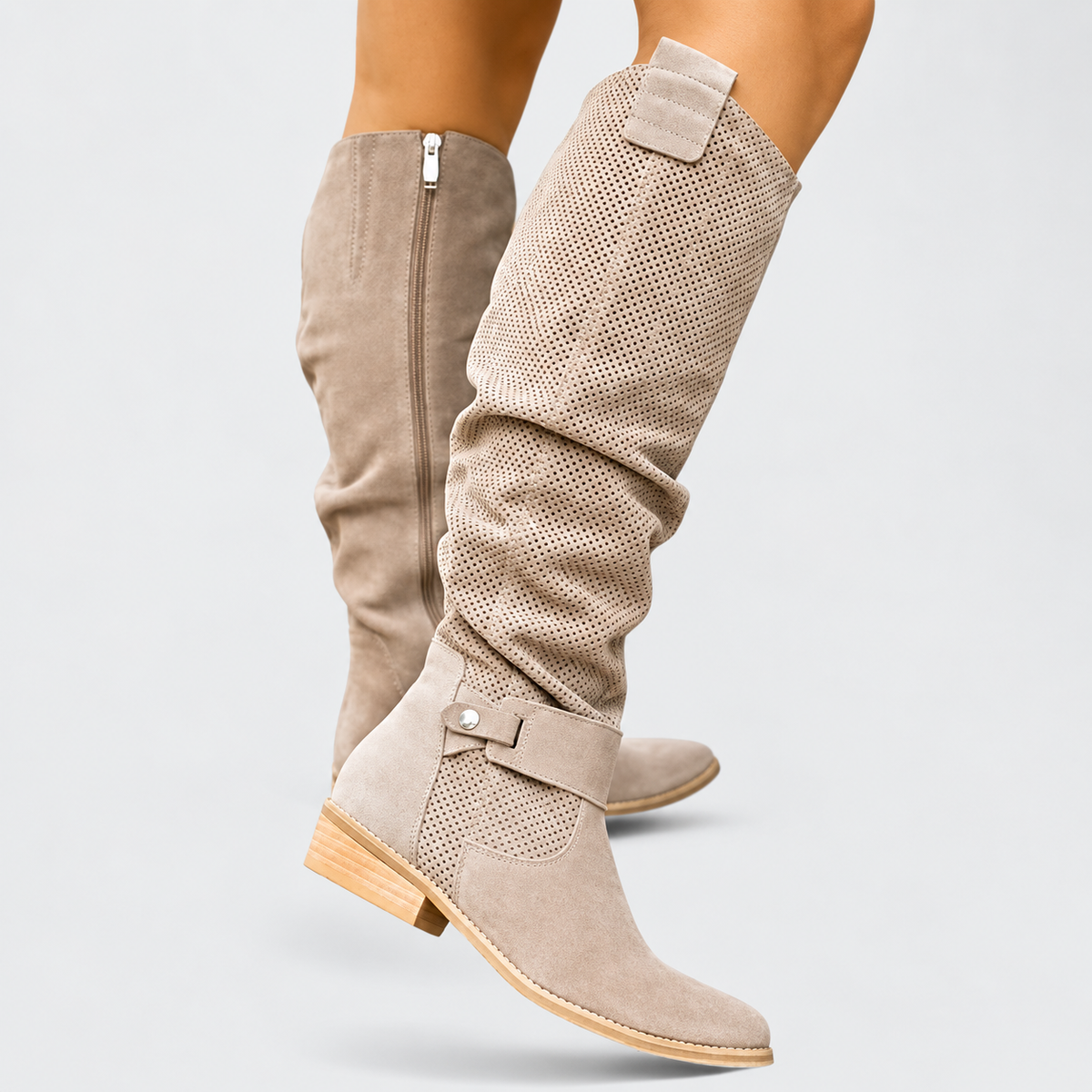 Dakota cushioned western ankle boots in beige