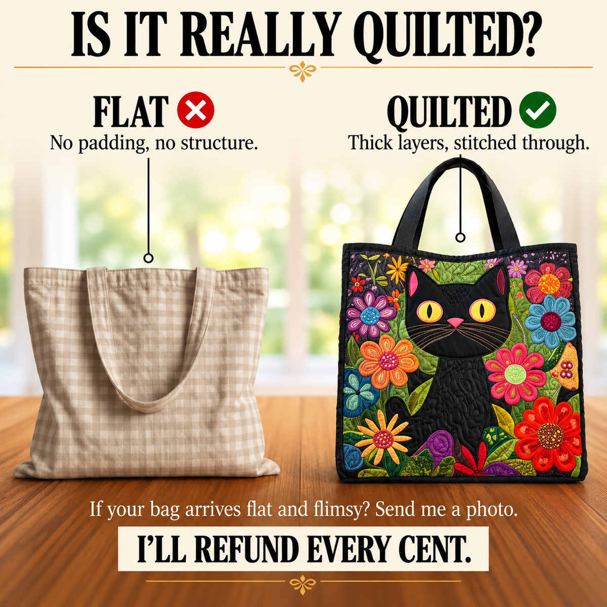 Quilted Bag - Enchanted Black Cat