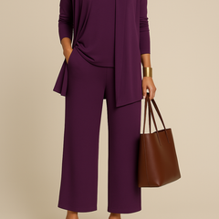 Roberta three-piece blazer, top and pants set in purple