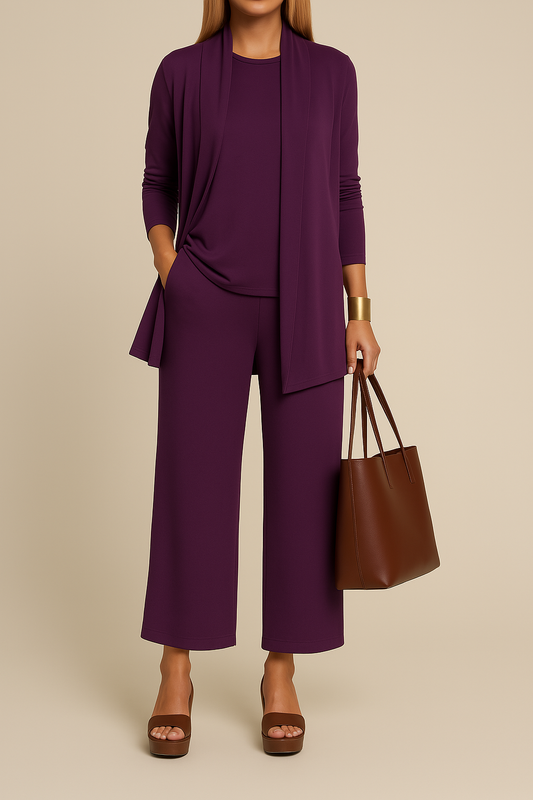 Roberta three-piece blazer, top and pants set in purple
