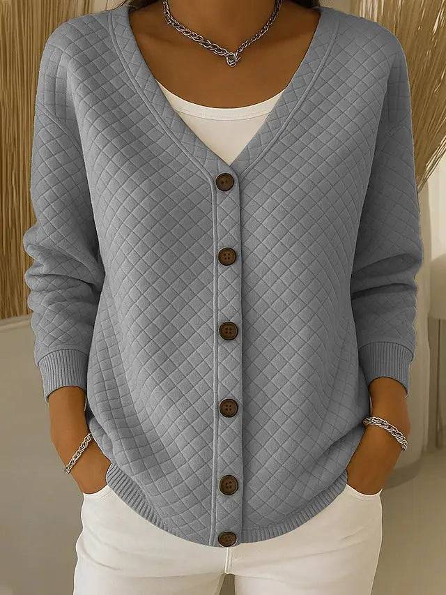 Elouise | Quilted V Neck Cardigan