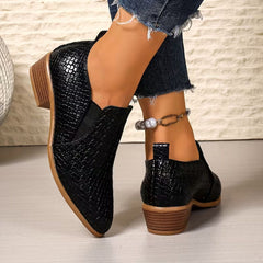 Sienna pointed block-heel loafers in black