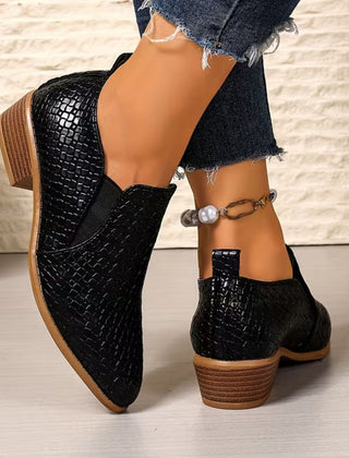 Sienna pointed block-heel loafers in black