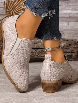 Sienna pointed block-heel loafers in cream