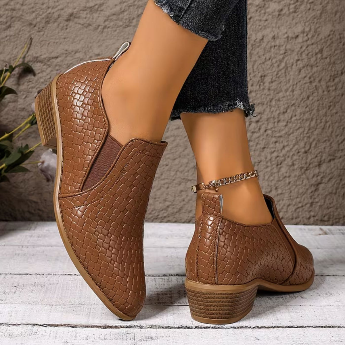 Sienna pointed block-heel loafers in dark brown