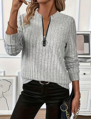 Linnea relaxed quarter-zip sweater in gray