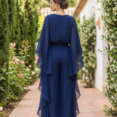 Lenorah chiffon set with ruffled bottom, styled