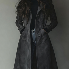 Sharon timeless trench coat in dark gray
