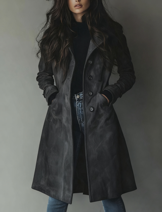 Sharon timeless trench coat in dark gray