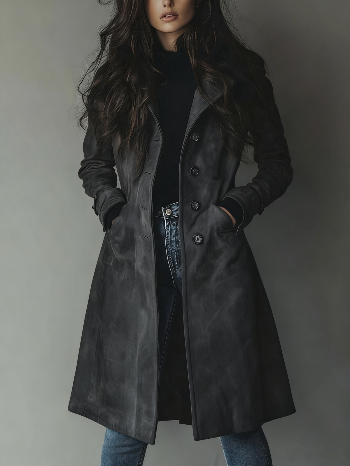 Sharon timeless trench coat in dark gray