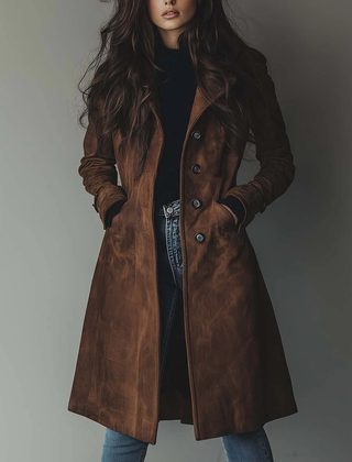 Sharon timeless trench coat in brown, front view