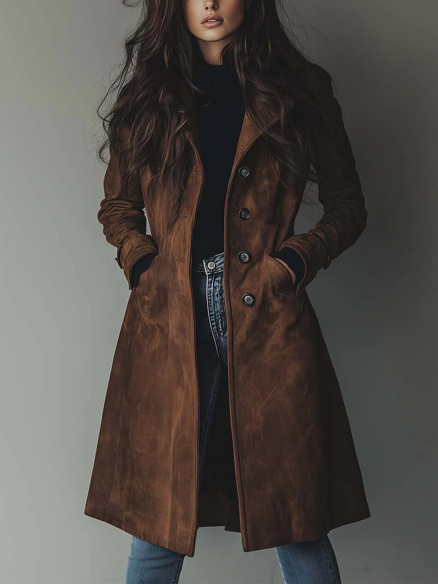 Sharon timeless trench coat in brown, front view