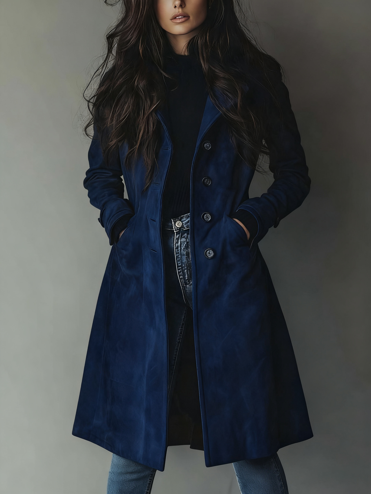 Sharon timeless trench coat in dark blue