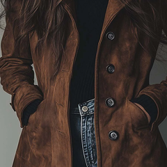 Sharon trench coat button front and pocket detail