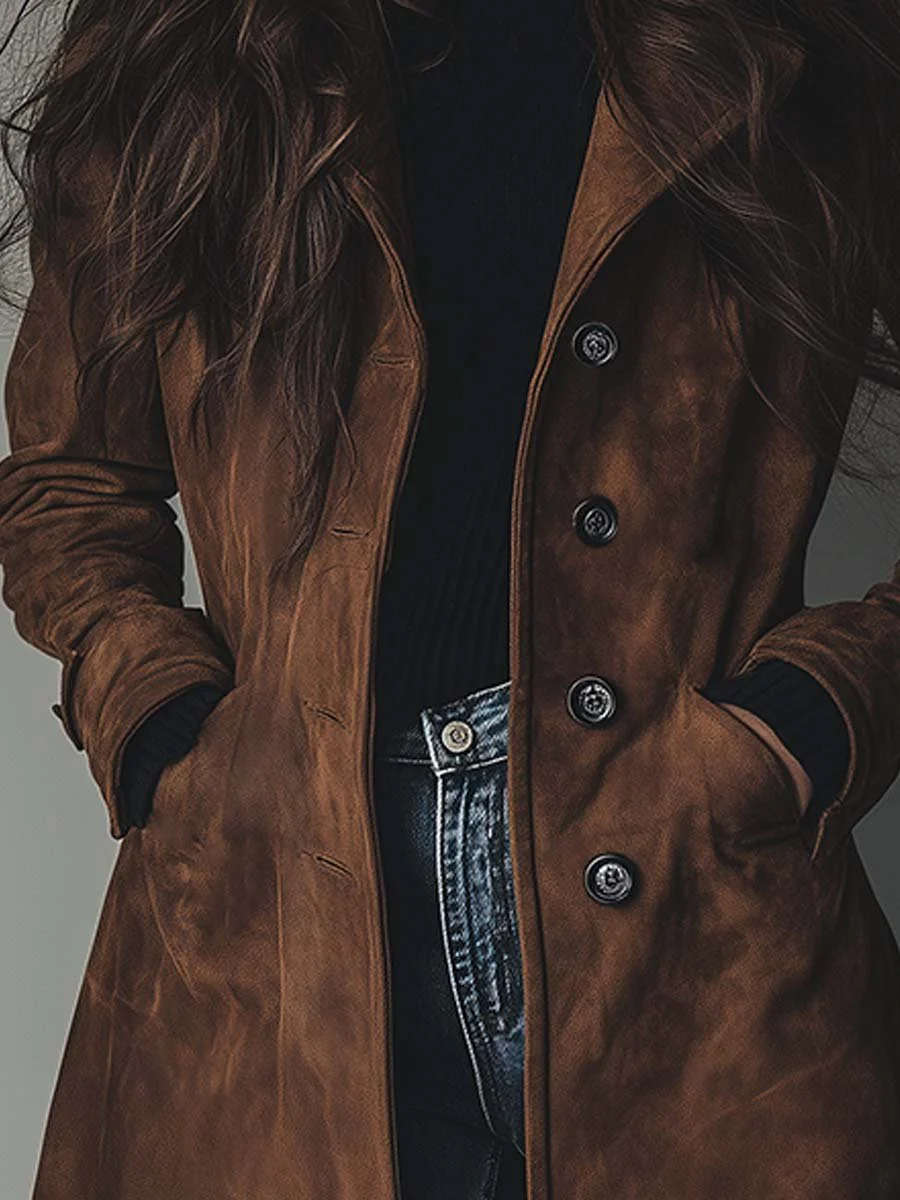 Sharon trench coat button front and pocket detail
