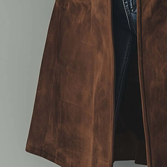 Sharon longline brown trench coat, hem detail