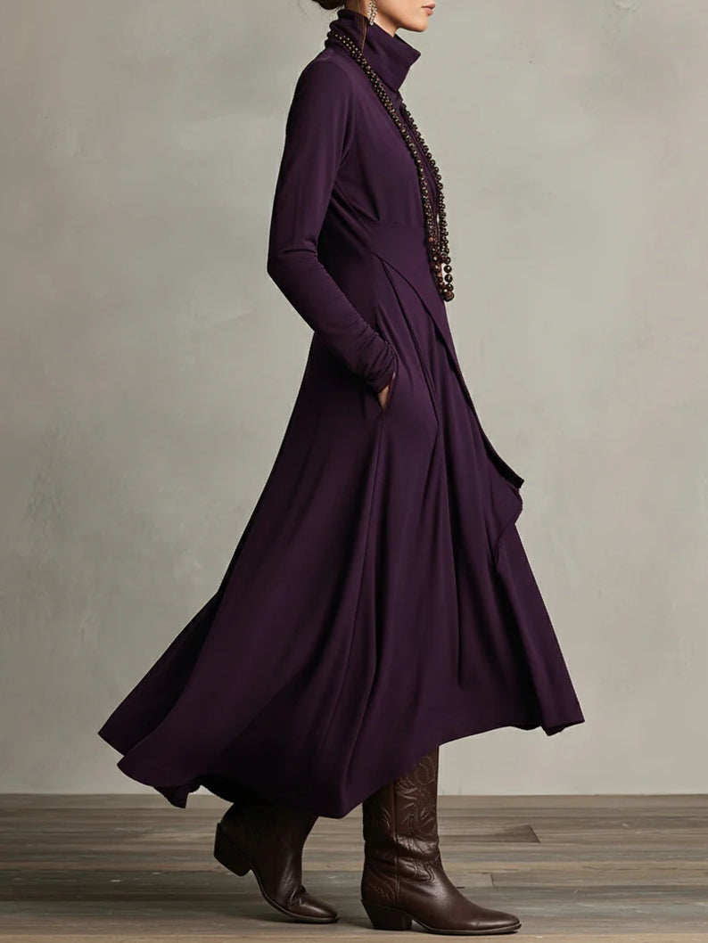 Marilyn | Draped Turtleneck Maxi Dress