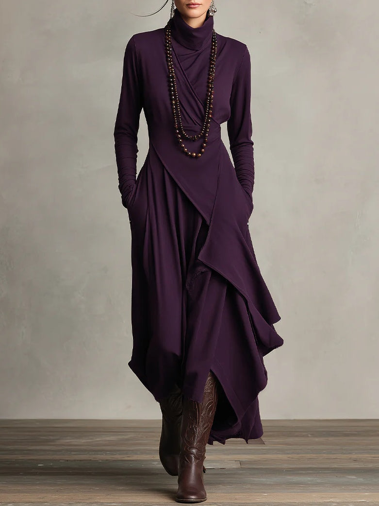 Marilyn | Draped Turtleneck Maxi Dress