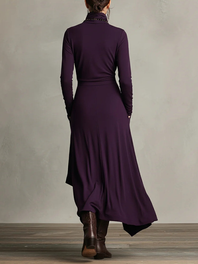 Marilyn | Draped Turtleneck Maxi Dress
