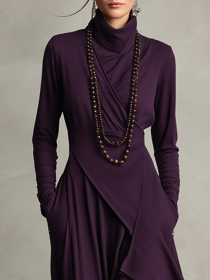 Marilyn | Draped Turtleneck Maxi Dress
