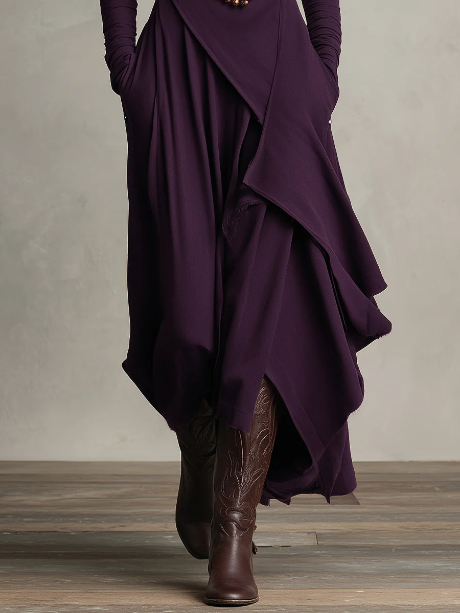 Marilyn | Draped Turtleneck Maxi Dress