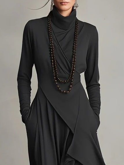 Marilyn | Draped Turtleneck Maxi Dress