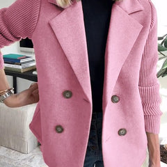 Arlene knit-sleeve double-breasted blazer in pink