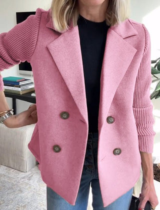Arlene knit-sleeve double-breasted blazer in pink