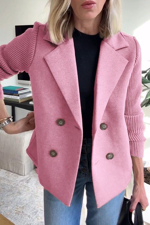 Arlene knit-sleeve double-breasted blazer in pink