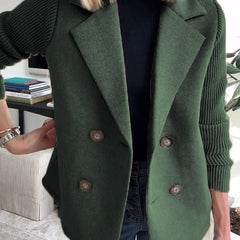 Arlene knit-sleeve double-breasted blazer in green