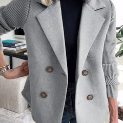 Arlene knit-sleeve double-breasted blazer in gray