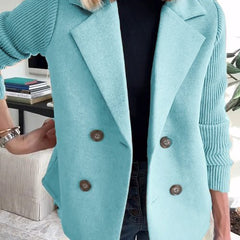 Arlene knit-sleeve double-breasted blazer in light blue